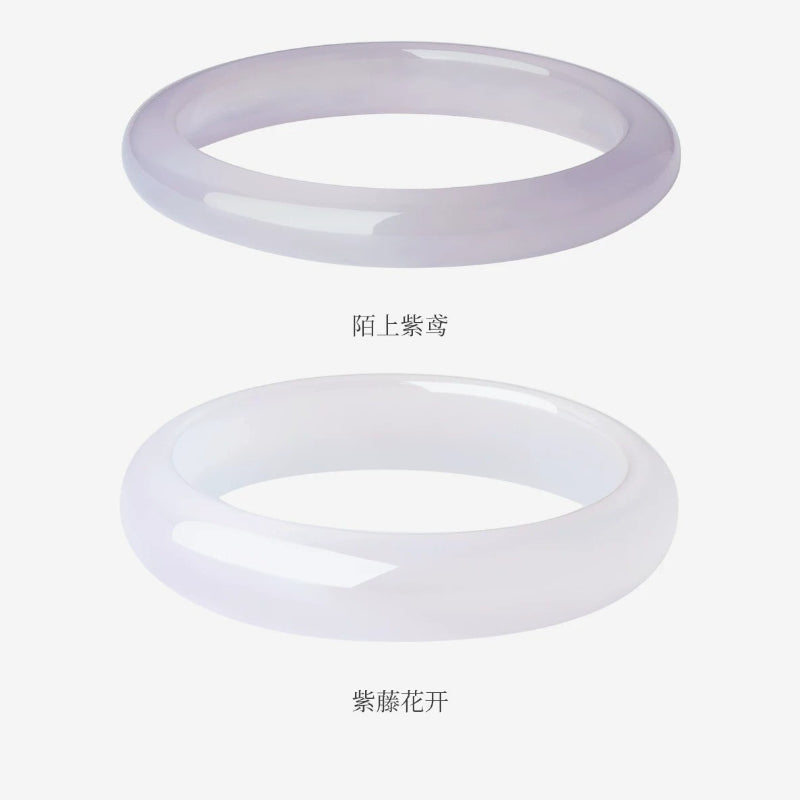 Chalcedony bracelet, women's jade bangle, light purple, peace bangle, taro paste boba, birthday gift for girlfriend.