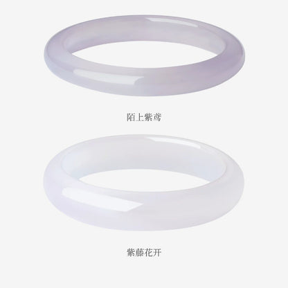 Chalcedony bracelet, women's jade bangle, light purple, peace bangle, taro paste boba, birthday gift for girlfriend.