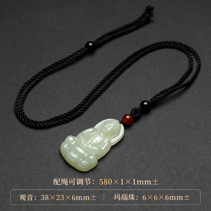 Hetian Jade Vase Guanyin Pendant, Exquisite Natural Jade Charm, With Certificate & Collectible Value