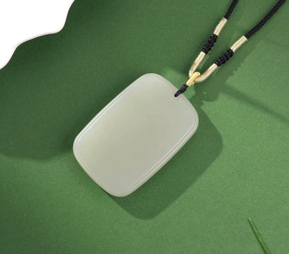 Hetian Jade Pendant for Men & Women, Green Jade Peace Plaque Necklace Charm, Collectible with Certificate, Birthday Gift for Girlfriend