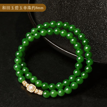 Luxury Collection Grade Hetian Jasper Necklace, No Black Spots, High-oil Apple Green & Bright Green Clavicle Chain