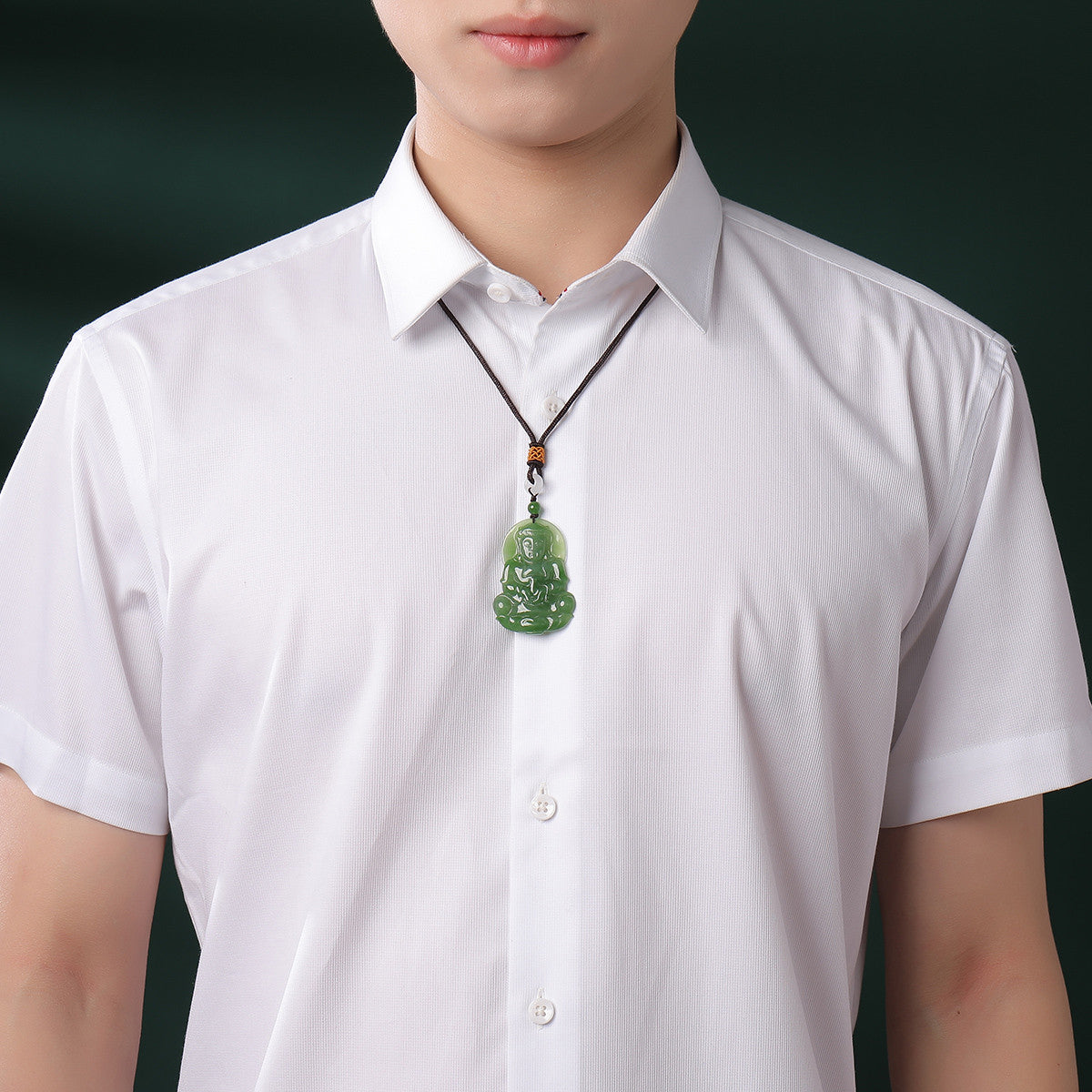 Unique Piece | Spinach Green Hetian Jasper Guanyin Pendant, Men's Bodhisattva Jade Ornament