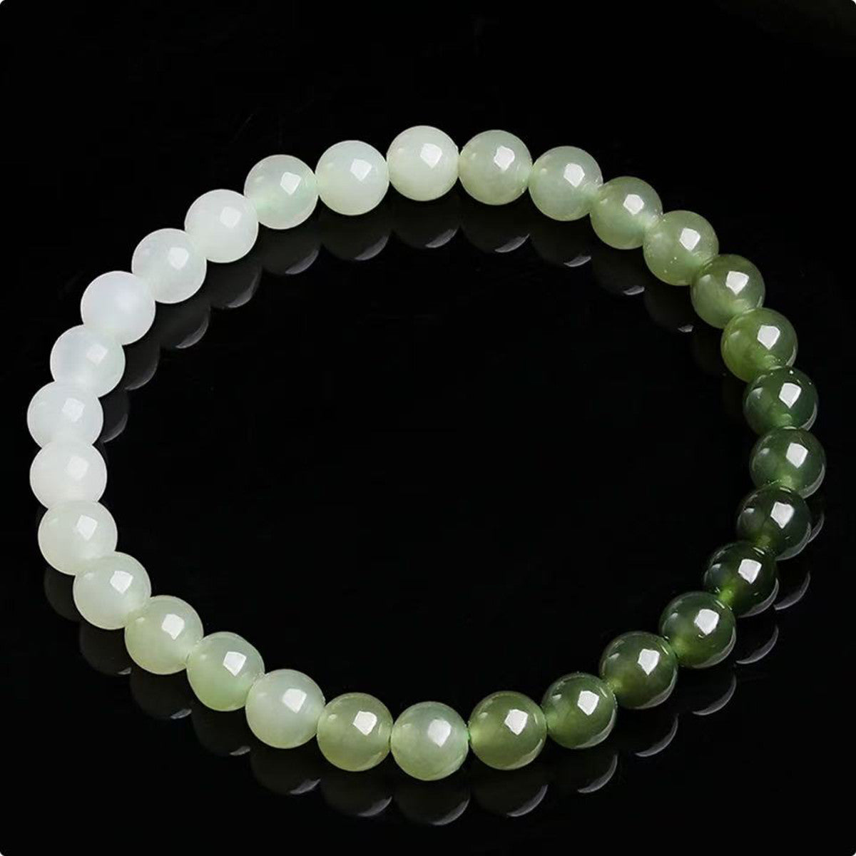 Minimalist Versatile Hetian Jade Bracelet, Gradient Clear Green Beaded Bangle, Elegant Plain Design