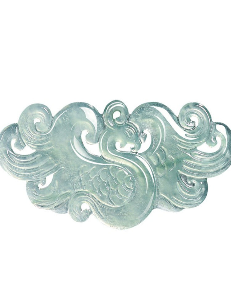 Natural Icy Blue Water Jadeite Phoenix Pendant, Elegant Ladies Clavicle Chain, Phoenix Brings Good Fortune Design