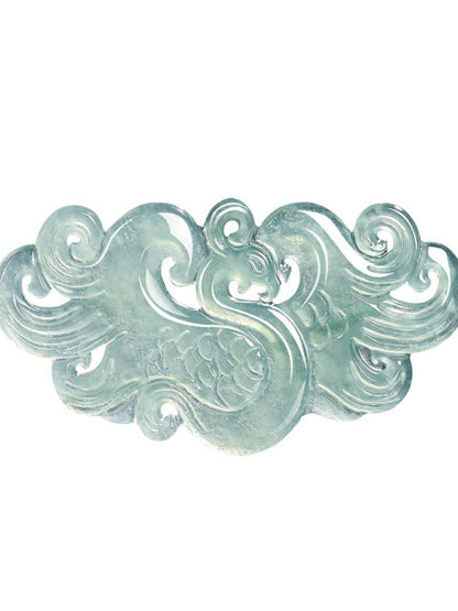 Natural Icy Blue Water Jadeite Phoenix Pendant, Elegant Ladies Clavicle Chain, Phoenix Brings Good Fortune Design