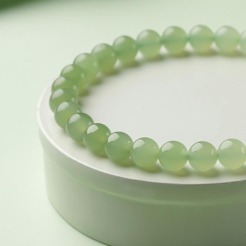 New Chinese Style Gradient Clear Water Hetian Jade Single Loop Bracelet, Holiday Gift for Elders