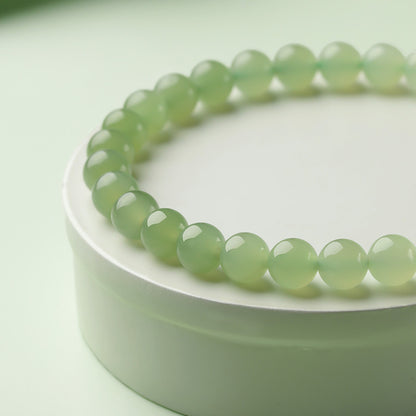 New Chinese Style Gradient Clear Water Hetian Jade Single Loop Bracelet, Holiday Gift for Elders