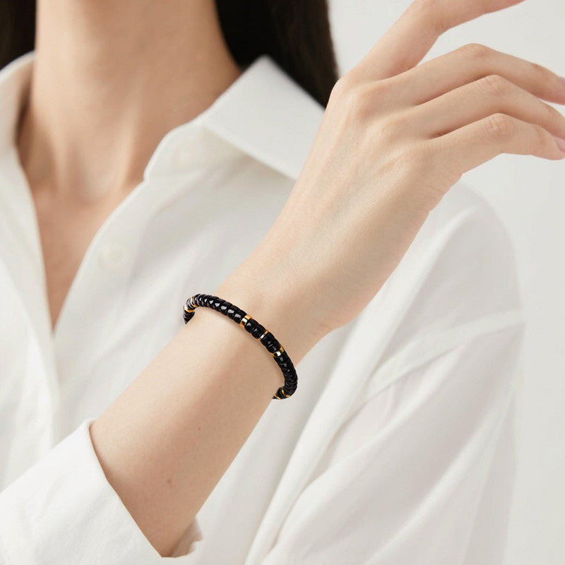 High-quality Straight-cut Round Hetian Jade Single-row Bracelet, Unisex Luxury Jade Bracelet