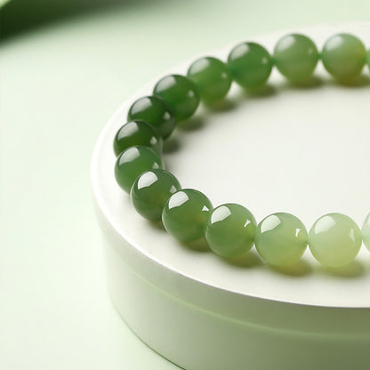 New Chinese Style Gradient Clear Water Hetian Jade Single Loop Bracelet, Holiday Gift for Elders