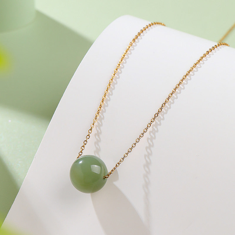 Light Cyan & Lake Green Hetian Jade Barrel Bead Pendant, Minimalist Stylish Charm, Festival Gift