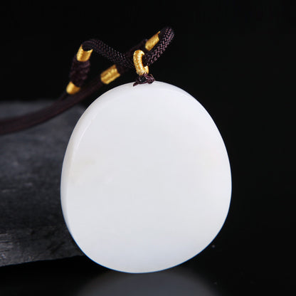 White Hetian Jade Pendant, Fine Carved Pixiu & Guanyin Pendant, Greasy Glossy High White Jade