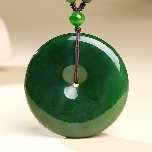 Peace & Smooth｜Spinach Green Hetian Jasper Safety Buckle Pendant Unisex Jade Charm