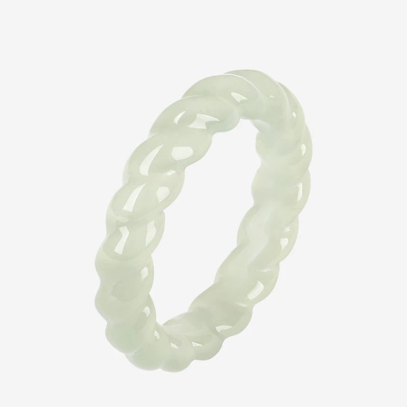 Hetian jade ring for women, made of green jade or nephrite, a jade ornament symbolizing peace and safety, a birthday gift.