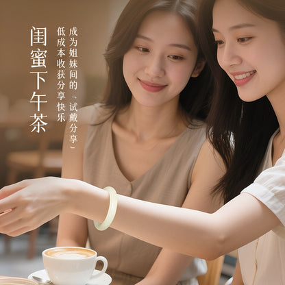 [Cost-Effective] Hetian Jade Smooth White Bangle, Peace Bangle, Festival Gift for Girlfriend & Mom