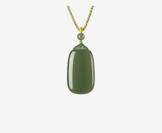 This natural Hetian jade pendant, symbolizing peace and safety, is a couple's design, certified, and highly collectible.
