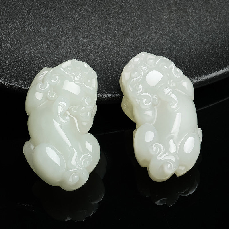 Couple Style Hetian Jade Pixiu Pendant, Auspicious Mythical Beast Charm