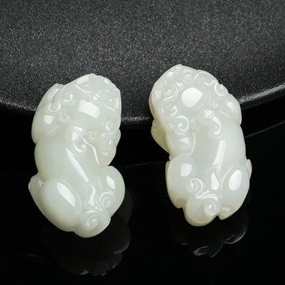 Couple Style Hetian Jade Pixiu Pendant, Auspicious Mythical Beast Charm