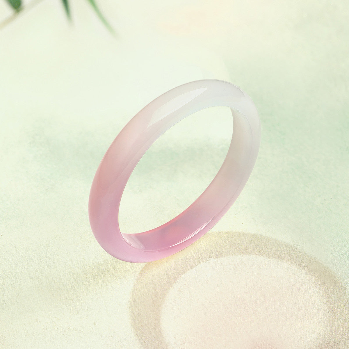 Pink White Chalcedony Bangle, Wide Band Beauty Bangle, New Chinese Style Jade Bracelet