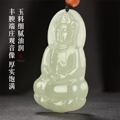 Hetian Jade Guanyin Pendant, Exquisite Jade Charm for Men, With Certificate & Collectible Value