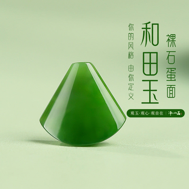 Hetian Jade Loose Cabochon, Jasper Gourd & White Jade Plain Pendant, Un-drilled DIY Accessories, Gift