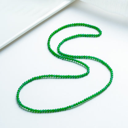 Women's Emerald Multi-Layer Bracelet, Plain Vivid Green 3mm Millet Beads, Dual-use as Bracelet & Necklace