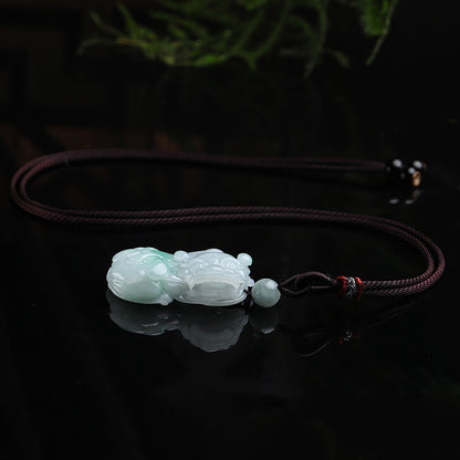 Wealth Fortune Burmese Jadeite Pixiu Pendant, Green Floating Auspicious Beast, Unisex Holiday Gift