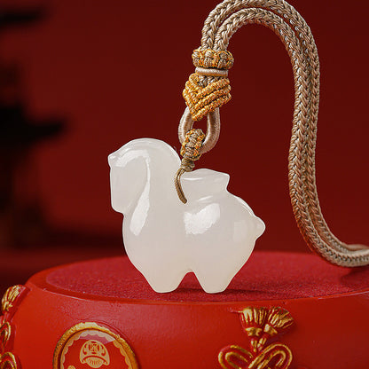 Horse & Wealth Hetian Jade Pendant, Chinese Zodiac Horse Ornament for Men & Women, Festival Gift with Certificate