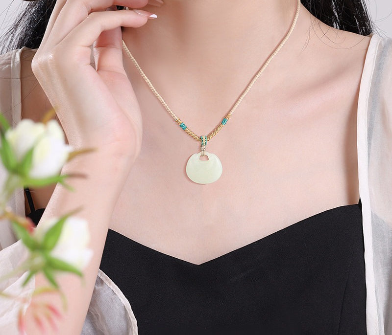 Hetian Jade Peace & Longevity Lock Pendant, Ruyi Lock New Chinese Style Jade Necklace, Fortune Bag Jade Plaque, Gift with Certificate & Collectible Value