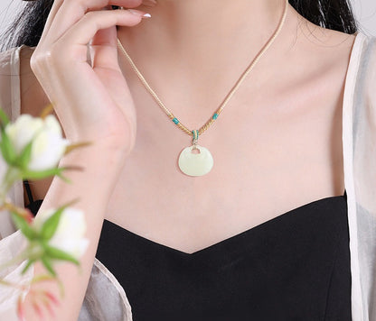 Hetian Jade Peace & Longevity Lock Pendant, Ruyi Lock New Chinese Style Jade Necklace, Fortune Bag Jade Plaque, Gift with Certificate & Collectible Value