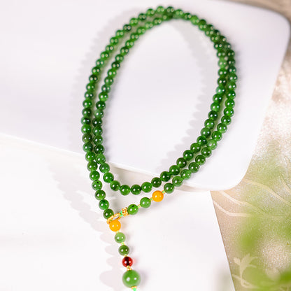 DIY Designed Hetian Spinach Green Jasper Necklace, Dual-purpose as Necklace & Bracelet, Festival Gift