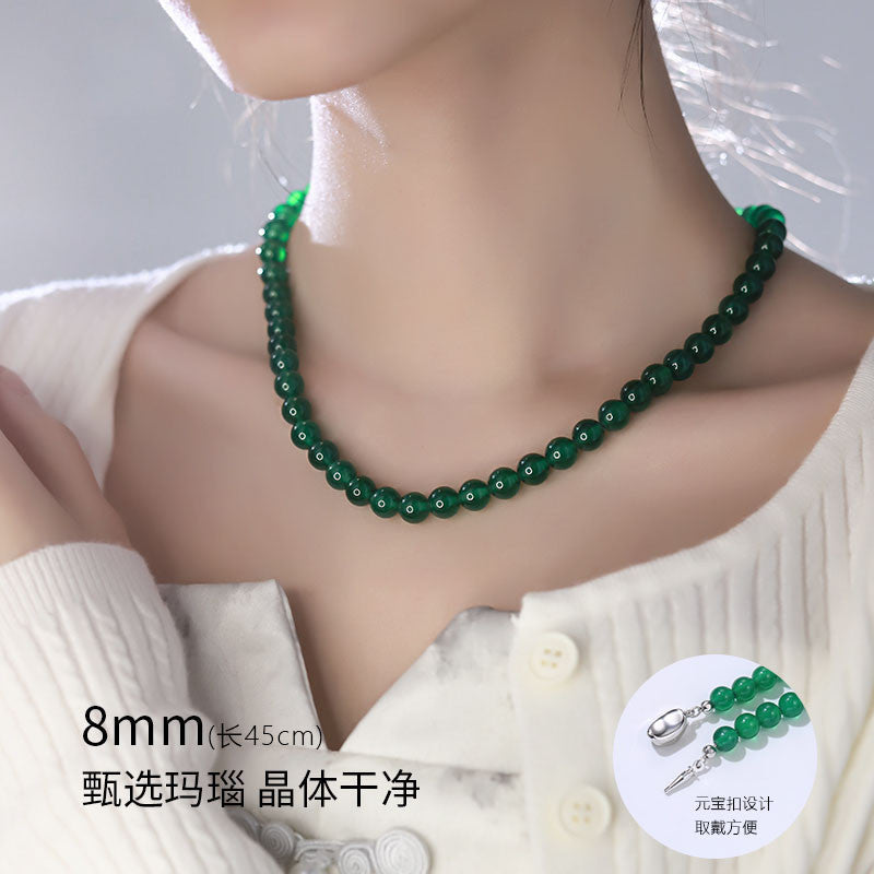 New Arrival New Chinese Style Green Agate & Chalcedony Beaded Necklace, Fashion Women Neck Jewelry