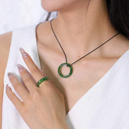 Dual-use Hetian Jasper Ring & Pendant, Stylish 2-in-1 Jade Jewelry