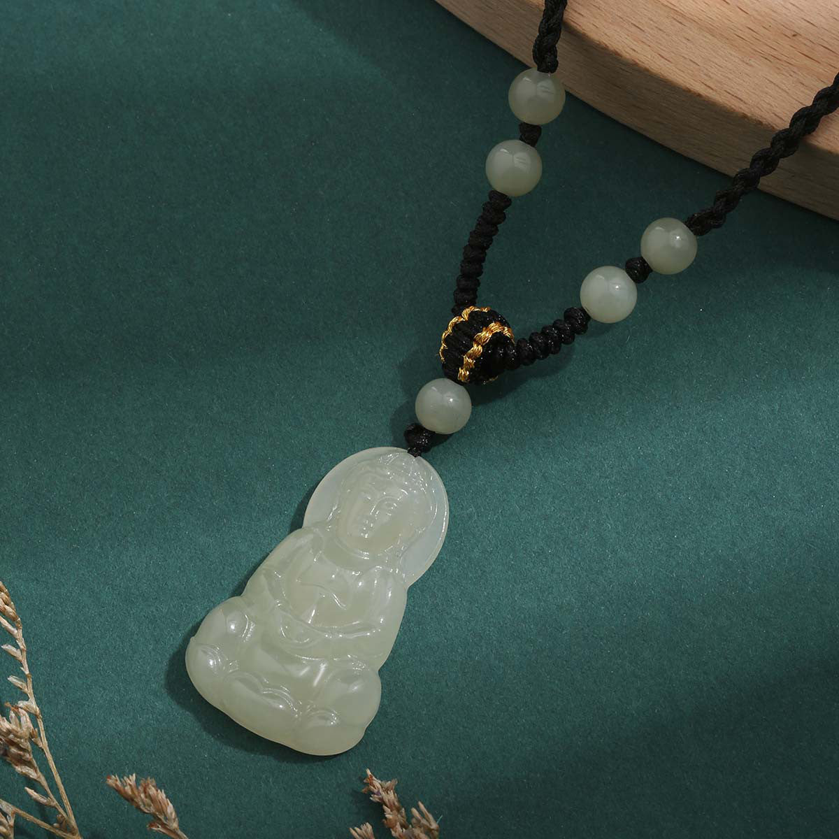 [Peace & Joy] Hetian Jade Buddha Pendant, New Chinese Style Elegant Jade Charm, Festival Gift