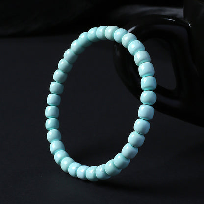 Unisex Turquoise Bracelet, Natural Raw Ore Non-Optimized High Porcelain Beads, Single-Circle Wenwan Bangle, Festival Gift