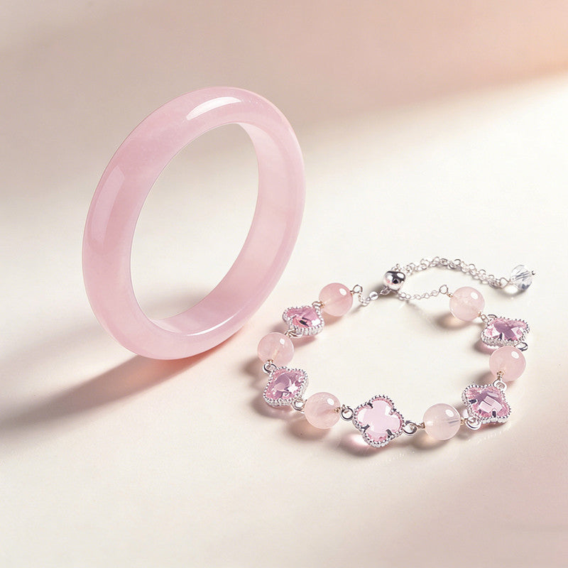 White Moonlight Series Translucent Warm Crystal Bangle & Bracelet, Natural Multi-Color Gem Jewelry with Certificate, Collectible Auspicious Lucky Ornament