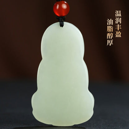 Hetian Jade Vase Guanyin Pendant, Exquisite Natural Jade Charm, With Certificate & Collectible Value