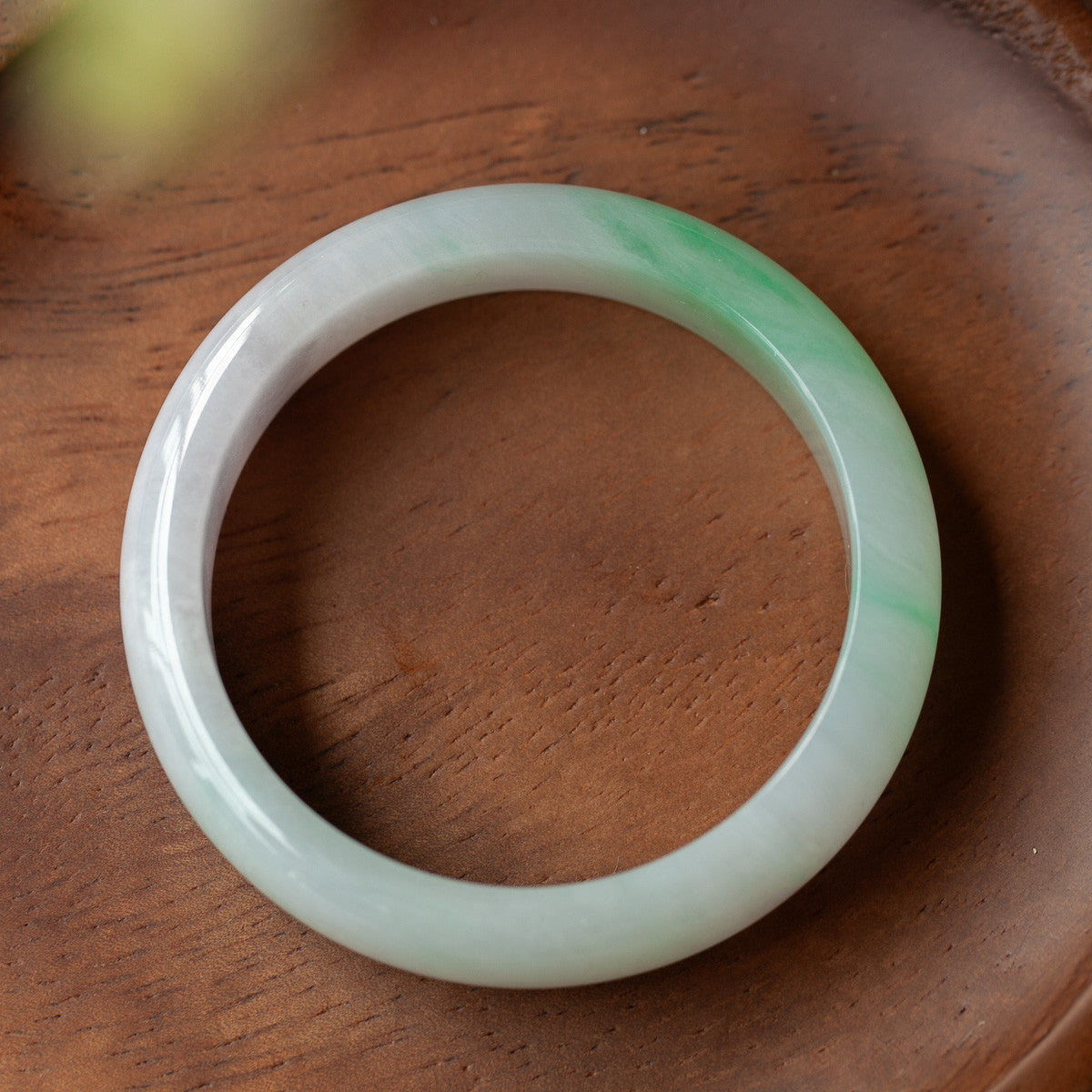 57MM Natural Grade A Ice Species Emerald Bangle, Translucent Fine Texture White Base with Green Floating Pattern Round Bracelet, With Certificate & Collectible High-Grade Jade Jewelry