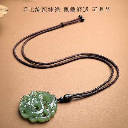 Pale Cyan Hetian Jade Zodiac Dragon Pendant, Unisex Jade Ornament