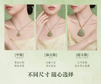Natural Hetian jade Buddha pendant necklace for women, a symbol of peace and safety.
