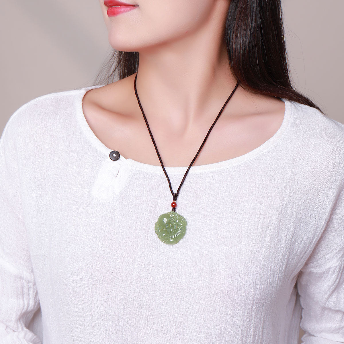 Pale Green Hetian Jade Double-Sided Carved Pixiu Pendant, Unisex Auspicious Beast Jade Charm, With Certificate & Collectible Value