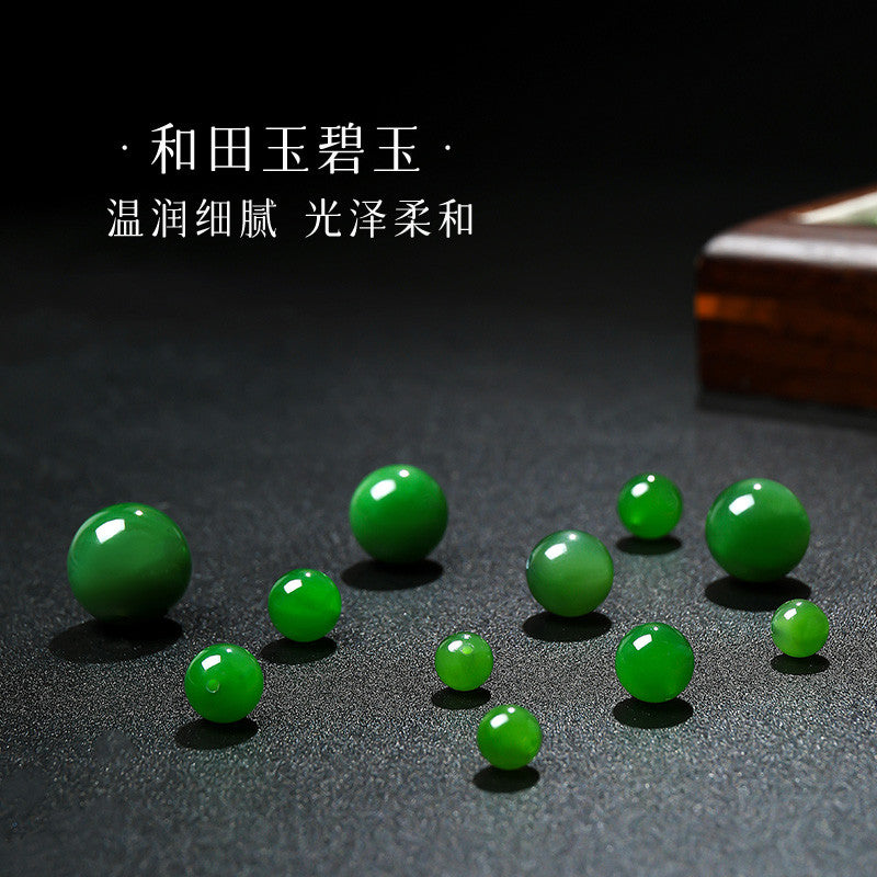High-quality Spot-free Hetian Jasper Round Beads, DIY Loose Beads