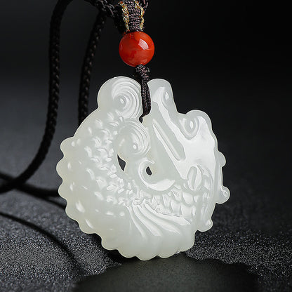 Unisex Hetian Jade Dragon Carp Couple Pendant