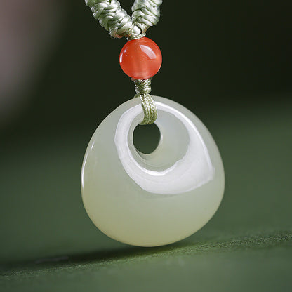 Unisex Light Cyan Hetian Jade Safety Lock Pendant