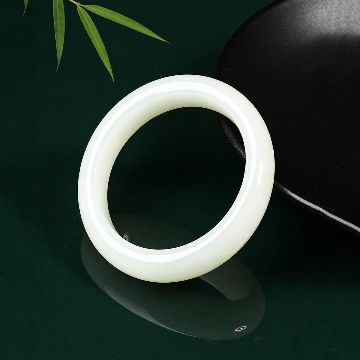 Ancient Style Wide Band Pale Cyan Hetian Jade Bangle, Qinghai Material Bluish White Jade Bracelet, Fashion Ornament with Certificate & Collectible Value