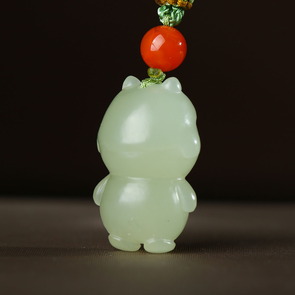 Pale Cyan & Clear Water Green Hetian Jade Zodiac Pendant, Cute Animal Design, Unisex Jade Ornament