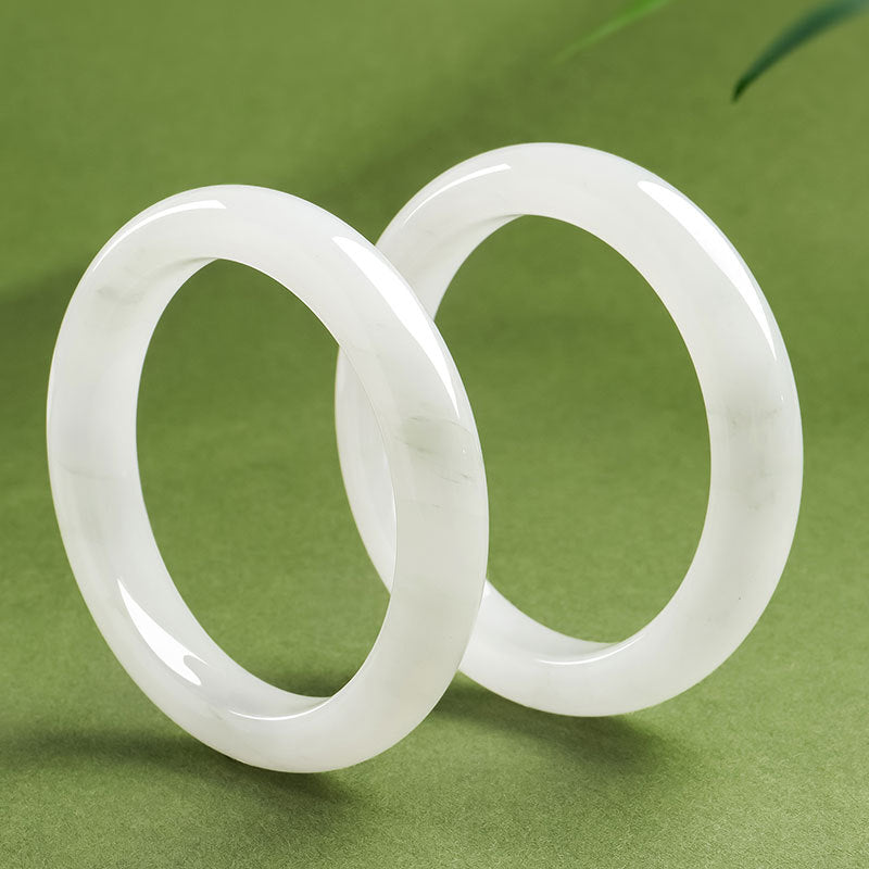 Tianshan Green Wide Bangle, Icy Translucent Floating Pattern Quartzite Jade Bracelet