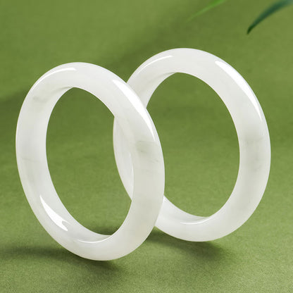 Tianshan Green Wide Bangle, Icy Translucent Floating Pattern Quartzite Jade Bracelet