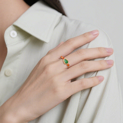 DIY Multi-gem Ring, Small Seed Beads with Jasper, White Jade, Jadeite, Turquoise, Agate, Cinnabar Fashion Adjustable Ring Jewelry