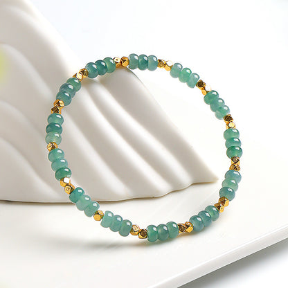 DIY Blue Water Jadeite Abacus Bead Bracelet, Simple Versatile Single-loop Bangle for Women, Festival Gift