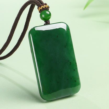 Unisex Spinach Green Hetian Jasper Plain Pendant, Festival Gift